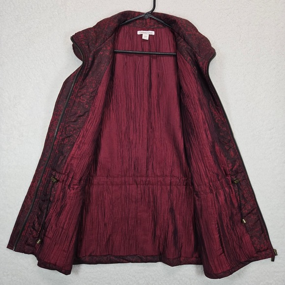 Coldwater Creek Women Quilted Zip Vest Burgundy Patterned Large 14 16 - Picture 5 of 11